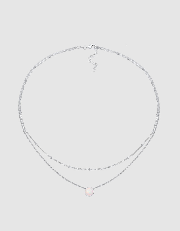 Elli Jewelry - Opal Choker Necklace in 925 Silver