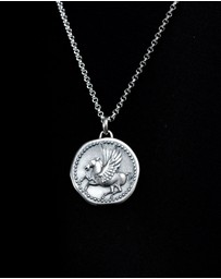 Dower & Hall - Men's 'Overcome and Thrive' Pegasus Talisman Necklace In Sterling Silver
