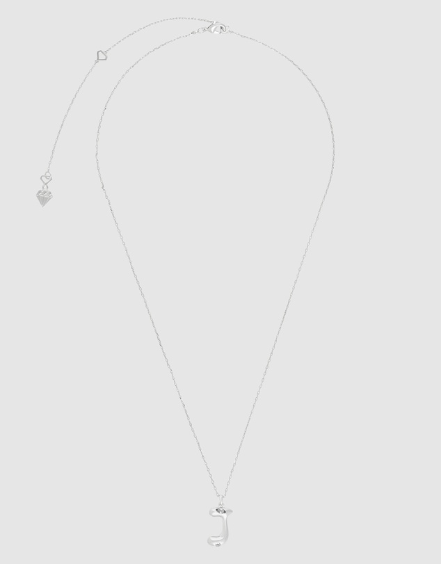 Wanderlust + Co - Alphabet Bubble Silver Necklace - Letter J