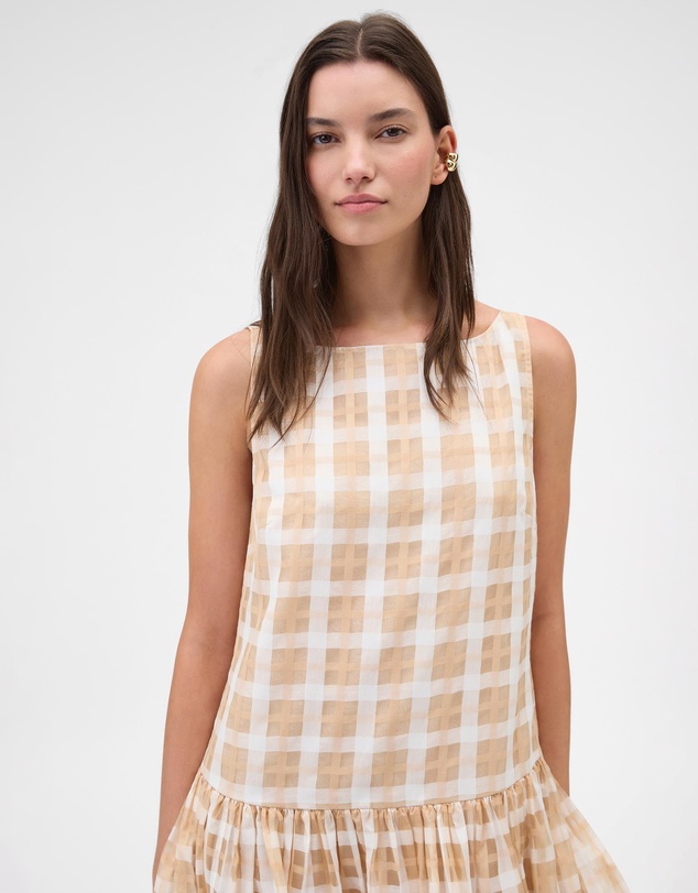 Oroton - Sheer Check Drop Waist Dress