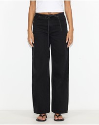 Dazie - Budapest Tie Front Low Rise Straight Leg Jeans