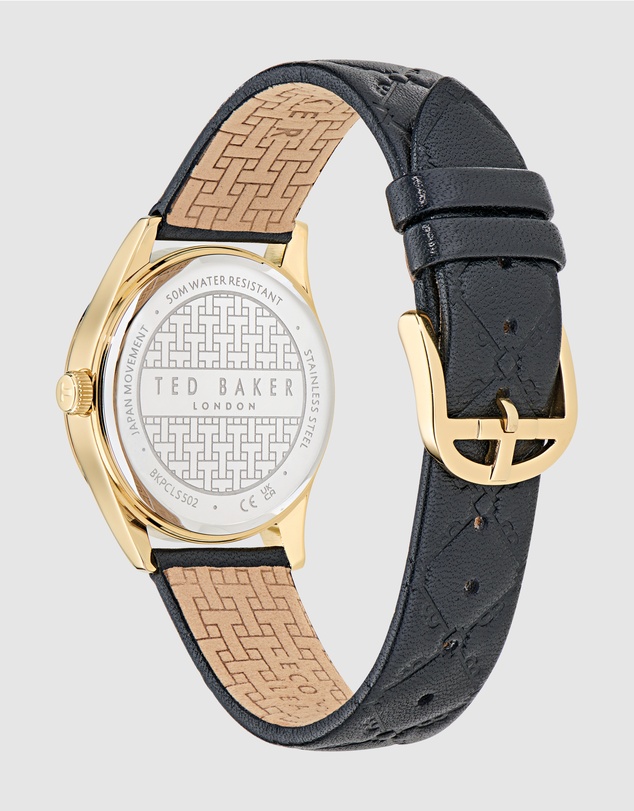 Ted Baker - Coolly Gold-Tone 34mm Black Embossed Leather Watch