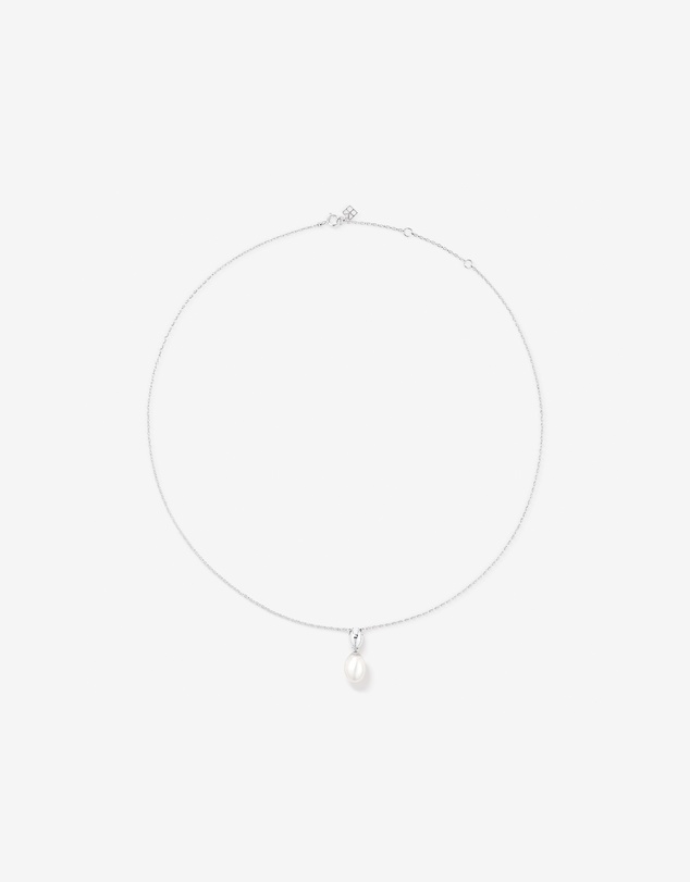 Michael Hill - Oval Cultured Freshwater Pearl Dome Drop Stud Earrings and Pendant Necklace Set in Sterling Silver