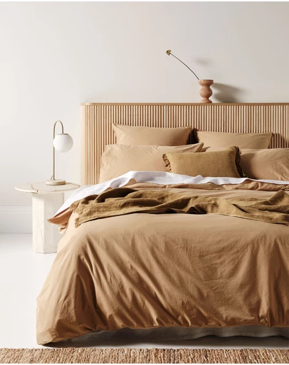 Aura Home - Evie Stonewash Organic Cotton Quilt Cover in Pecan