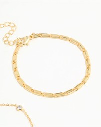 Lovisa - Gold Plated Cubic Zirconia & Chain Bracelets 2-Pack