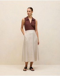 Trenery - Linen Cotton Knit Collared Tank in Espresso