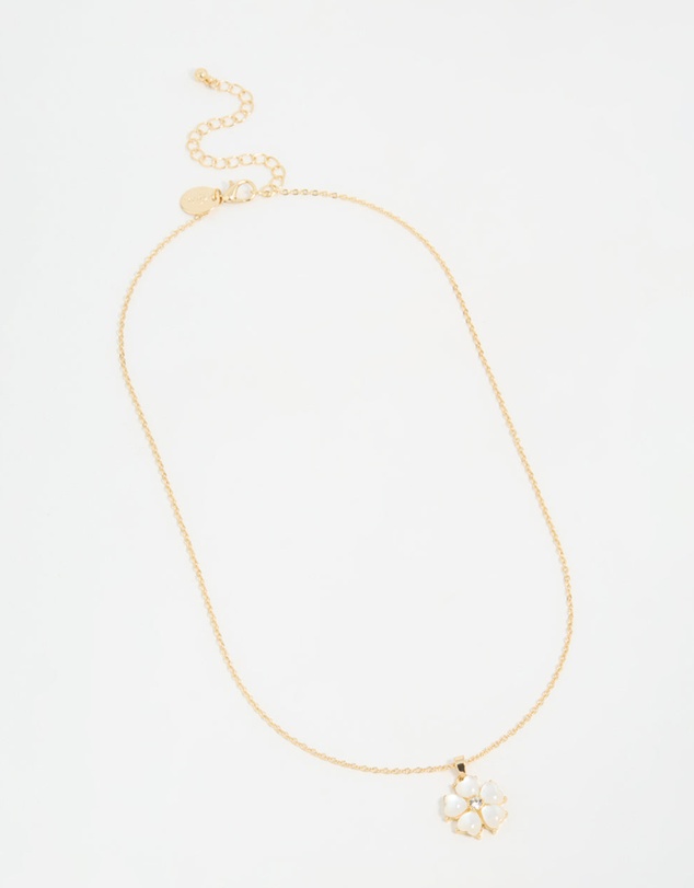 Lovisa - Gold Plated Catseye Flower Pendant Necklace
