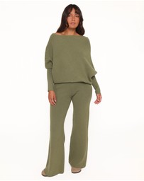Petal & Pup - Gennie Knitted Pant Set - Avocado