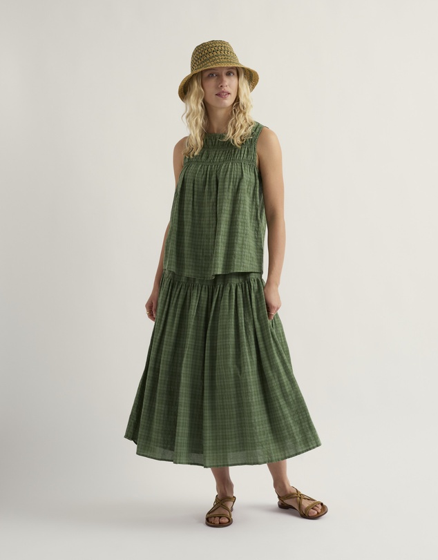 Seasalt - Seasalt Cornwall Green Purslane Tiered Midi Skirt