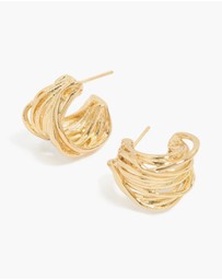 Lovisa - Waterproof Gold Plated Stainless Steel Multi Row Huggie Earrings
