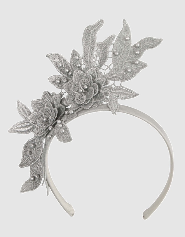 Max Alexander - Lace Crown Silver Headband Fascinator