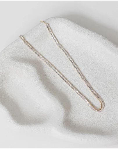 The White Collection - Sidney Necklace - Baguette Gold Bridal Necklace