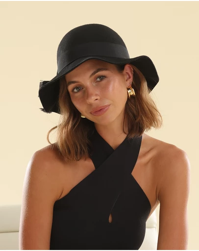 Morgan & Taylor - Julietta Wool Felt Cloche Hat in Black