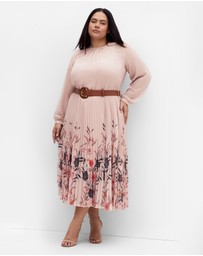 City Chic - Plus size Love Pleat Border Dress - buff