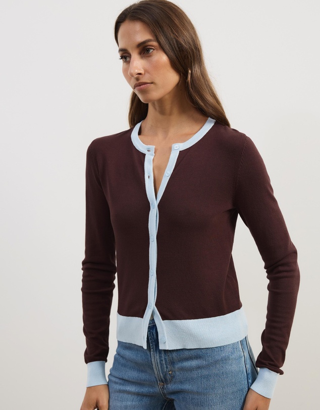 Atmos&Here - Shani Lightweight Knit Cardigan with Contrast Trim
