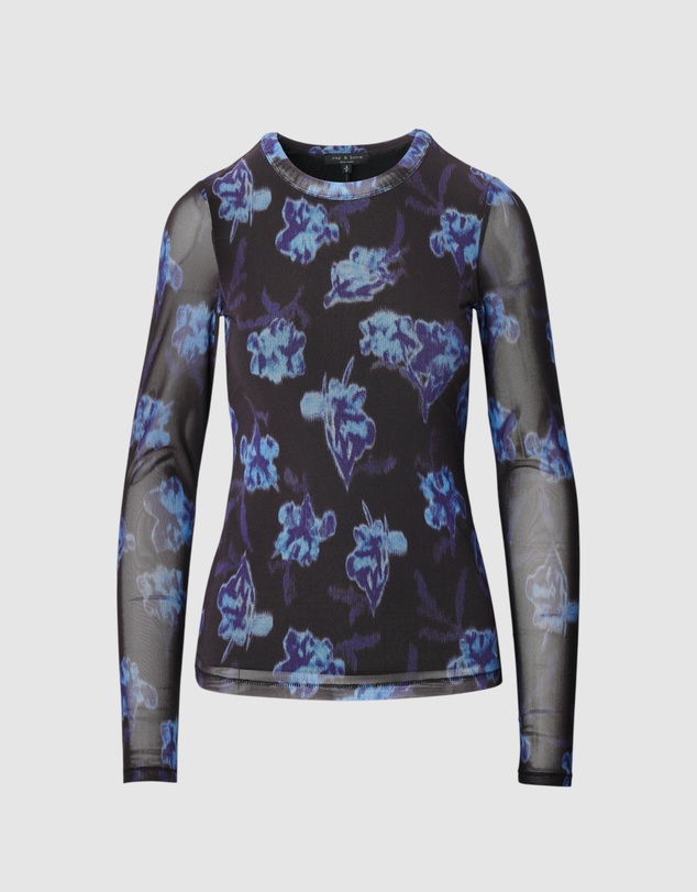 rag & bone - Yana Printed Mesh Long Sleeve Tee