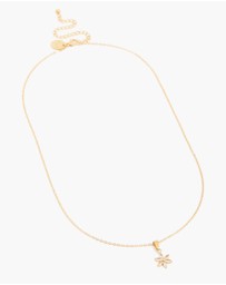 Lovisa - Waterproof Gold Plated Stainless Steel Cubic Zirconia Flower Pendant Necklace