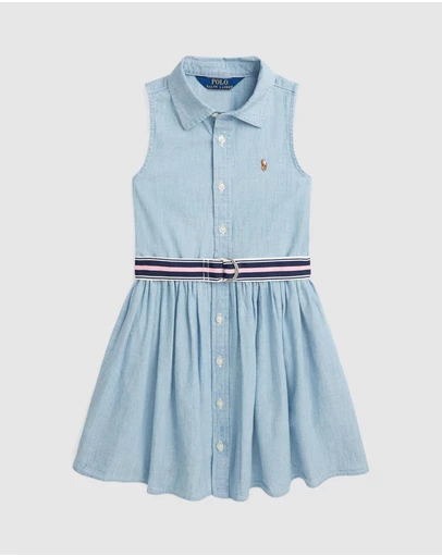Polo Ralph Lauren - Belted Cotton Chambray Shirtdress - Babies-Kids