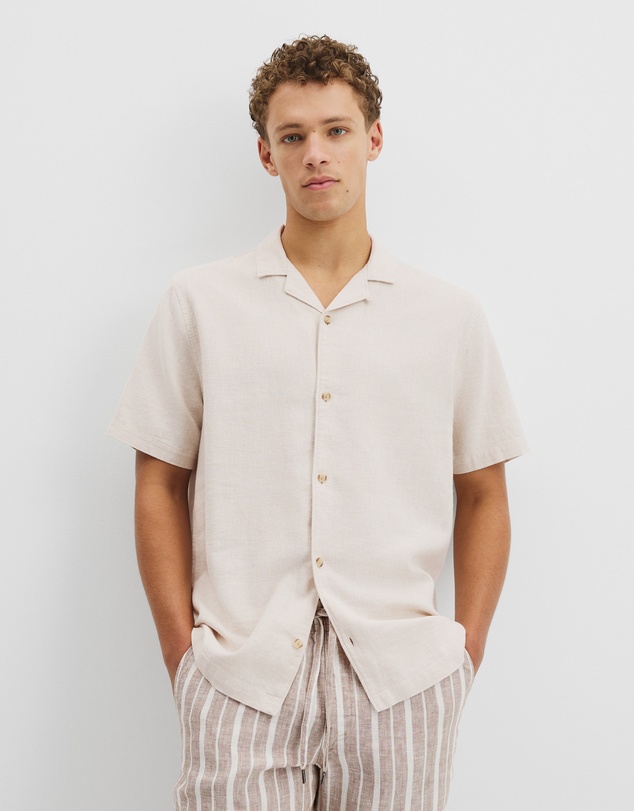 Country Road - Short Sleeve Cotton Linen Basket Weave Shirt