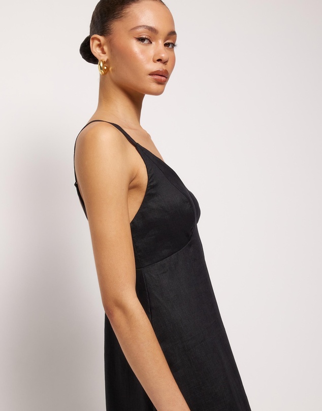 AERE - Millie Linen V Neck Midi Dress