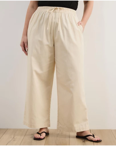 Atmos&Here Curvy - Willow Piping Cotton Twill Pants