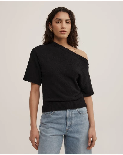 Witchery - Asymmetric Textured Knit T-shirt