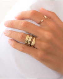 Elli Jewelry - Ring Crystal Star 925 Sterling Silver Gold-Plated