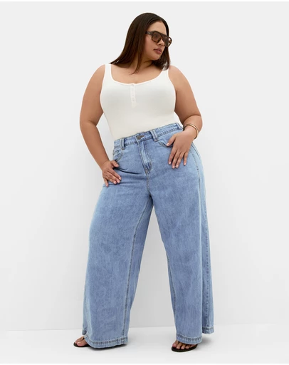 City Chic - Plus size Tara Rib Tank Bodysuit - ivory