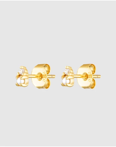 HOUSE OF SLANI - Dainty Crystal Pearl Stud Earrings