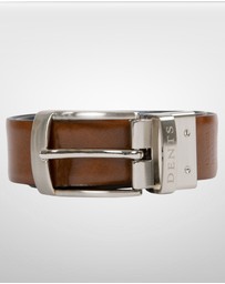 DENTS - Heritage Reversible Gloss Full Grain Leather Belt with Satin Nickel Buckle