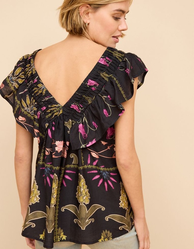 NEXT - Sleeveless Ruffle V-Neck Top