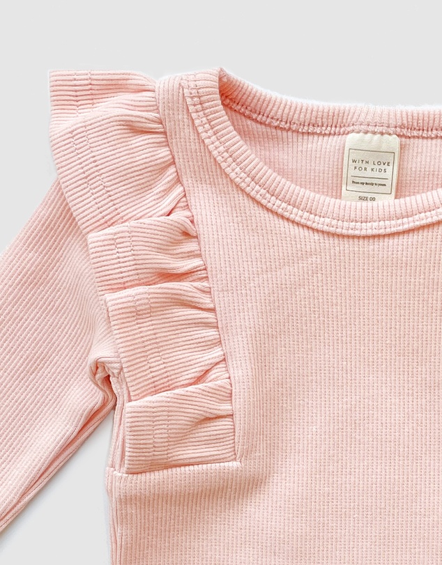 WITH LOVE FOR KIDS - Shimmy Thick Ribbed Long Sleeve Onesie - Babies