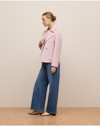 Trenery - Double Faced Wool Peacoat in Pink Rose