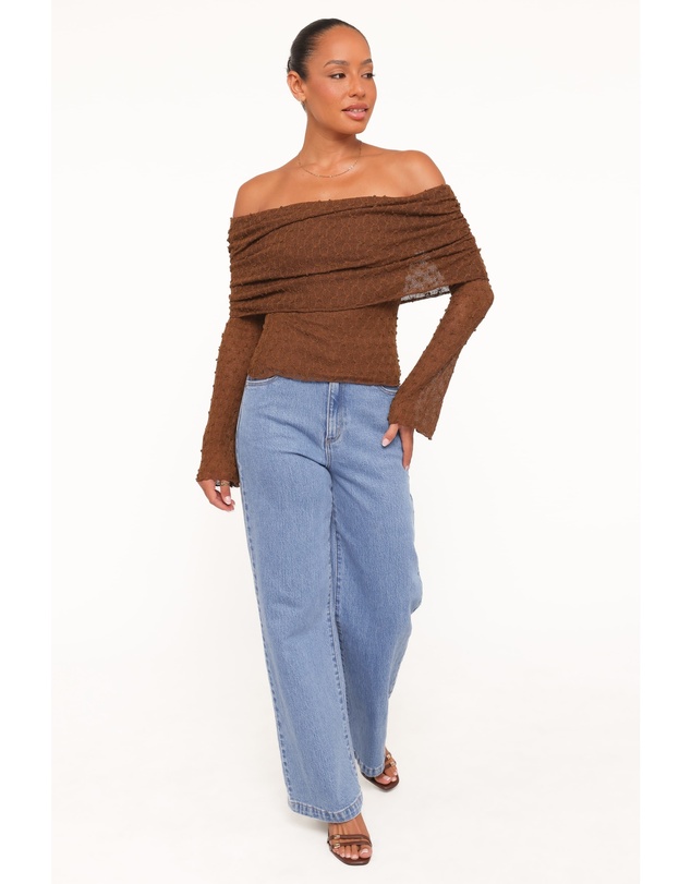 Petal & Pup - Wilma Off Shoulder Top - Chocolate
