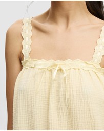 Cotton On Body - Cotton Lace Trim Babydoll Cami Set