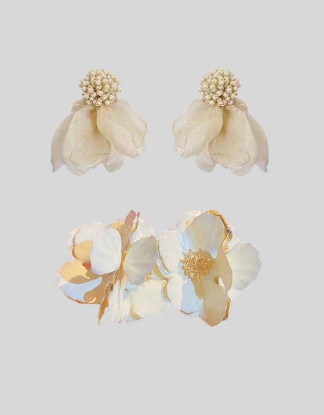 KAJA Clothing - Fashion Exaggerated Oil Dropping Flower-Flower Ear Cuff and Earrings 2Pc