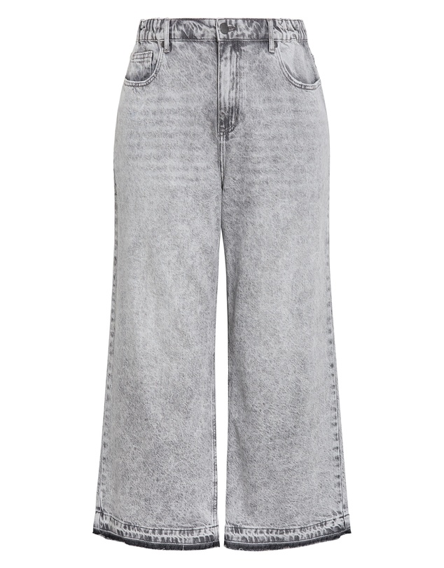 City Chic - Plus size Harley Fit Wide Leg Crop Jean - grey wash