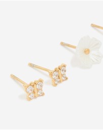 Lovisa - Waterproof Gold Plated Stainless Steel Garden Party Earrings 3-Pack