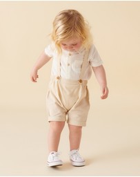 Designer Kidz - Finley Linen Suspender Shorts