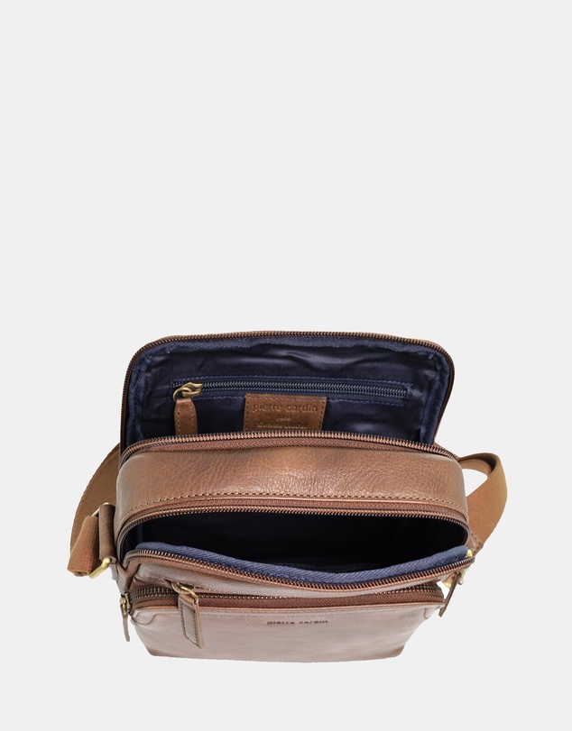 Pierre Cardin - Pierre Cardin Men's Leather Compact Crossbody Bag