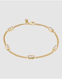 Kuzzoi - ICONIC EXCLUSIVE - Bracelet Male Rectangle Topaz White 925 Sterling Silver Gold Plated