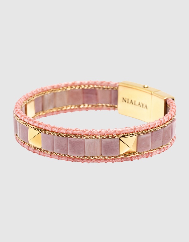Nialaya Jewellery - Rhodonite Stud Bracelet