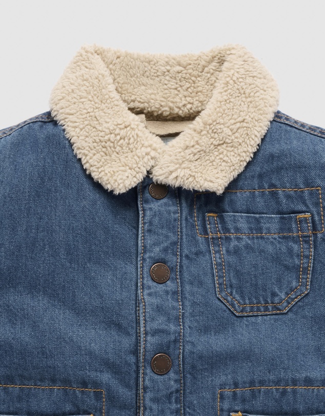 Purebaby - Denim Sherpa Jacket - Kids-Babies