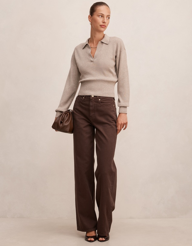 Forever New - Maddie Cinched Waist Knitted Polo Top