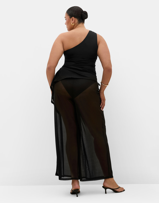 City Chic - Plus size Lauren Sheer Wide Leg Pant - black