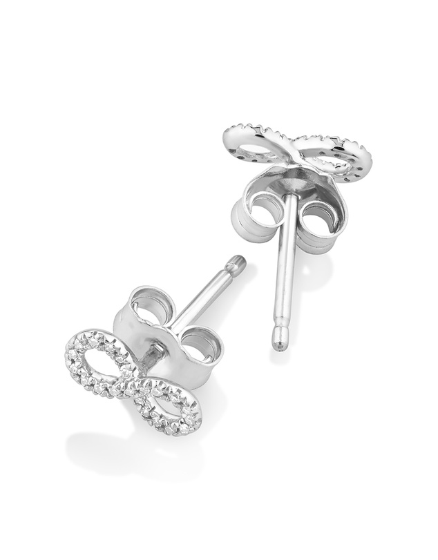 Michael Hill - Mini Infinity Earrings with Diamonds in Sterling Silver