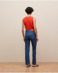 Trenery - Mid Rise Straight Leg Jean in Mid Blue Denim