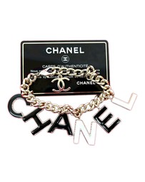 Pre-Loved by Azura Reborn - Pre-Loved CC Gold Plated Lacquered Logo Letter Charms Chain Bracelet