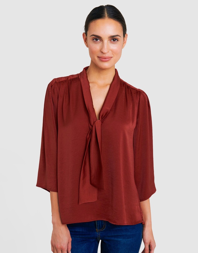 Forcast - Yaretzi Tie Neck Blouse