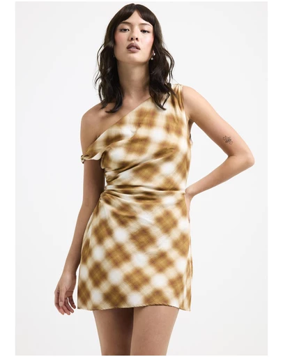 Alice In The Eve - Alyssa Plaid Off Shoulder Mini Dress